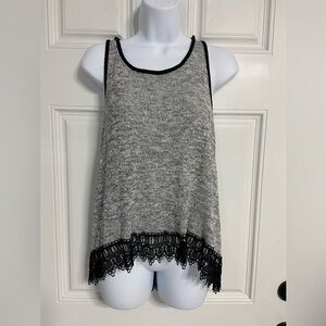 9- PINK MELO Heathered Grey Knit Hooded Tank Top